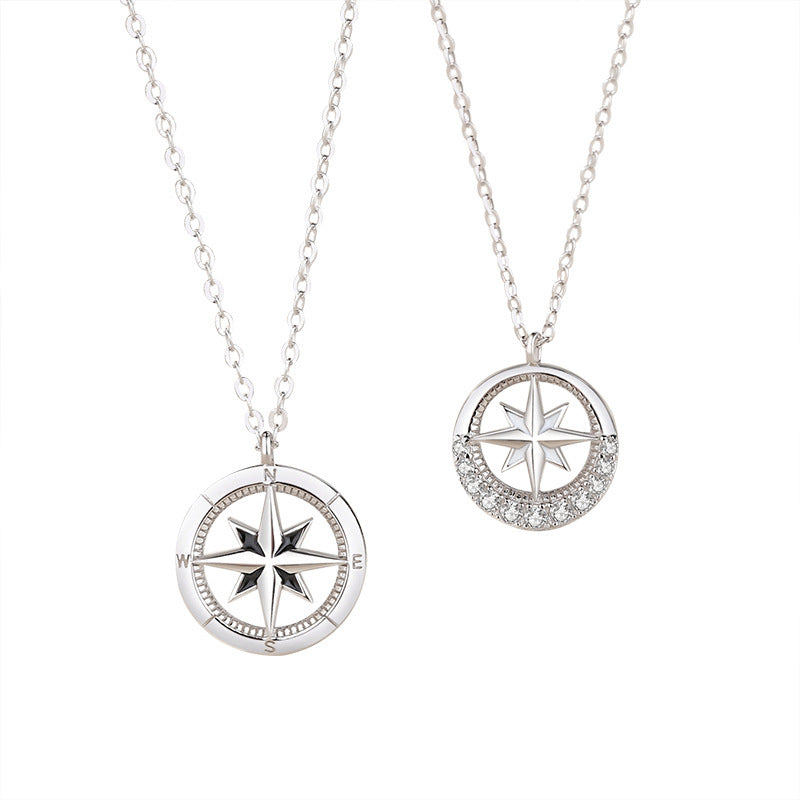 Paire de colliers Mansing, Star Compass, Couple en argent sterling
