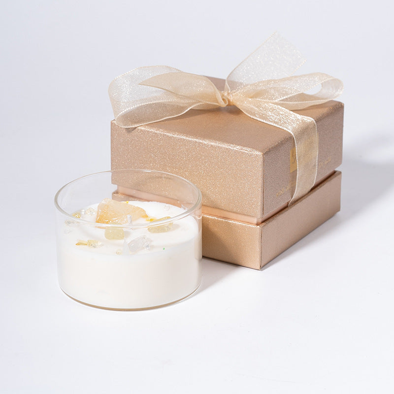 Bougie d'aromathérapie créative en cire de soja et pierre de cristal naturel
