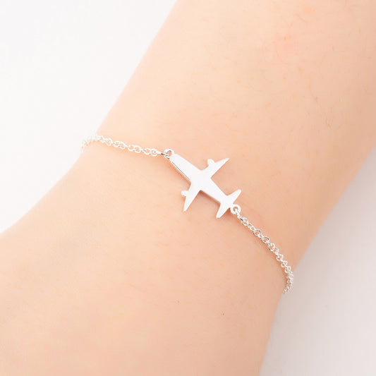 Bracelets en acier inoxydable avec pendentif en forme d'avion, chaîne à breloques tendance, bijoux pour femmes, cadeaux de fête