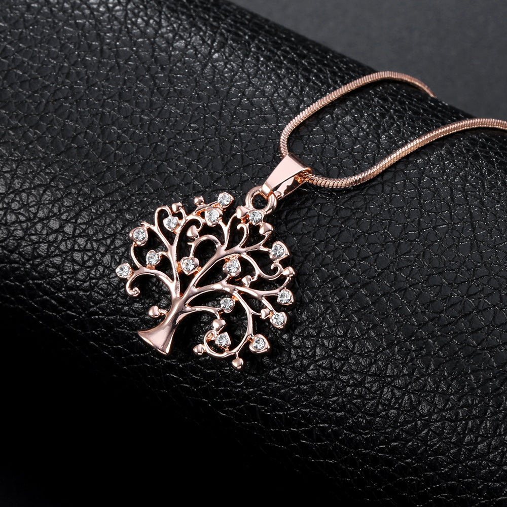 Collier avec pendentif arbre de vie, grand format, en zircone cubique, multicouches, chaîne longue, bijoux à offrir