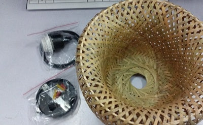Lustre en bambou, tissé de style américain pour restaurant, lampes d'Asie du Sud-Est - LUXARAH