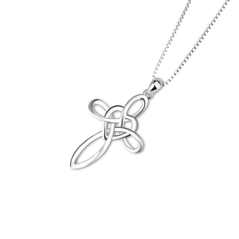 Collier en argent sterling 925 avec pendentif religieux en forme de cœur et croix pour femme, bijou tendance