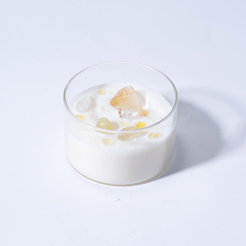 Bougie d'aromathérapie créative en cire de soja et pierre de cristal naturel