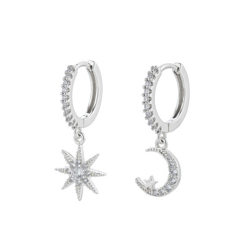 Boucles d'oreilles asymétriques Fashion Star Moon