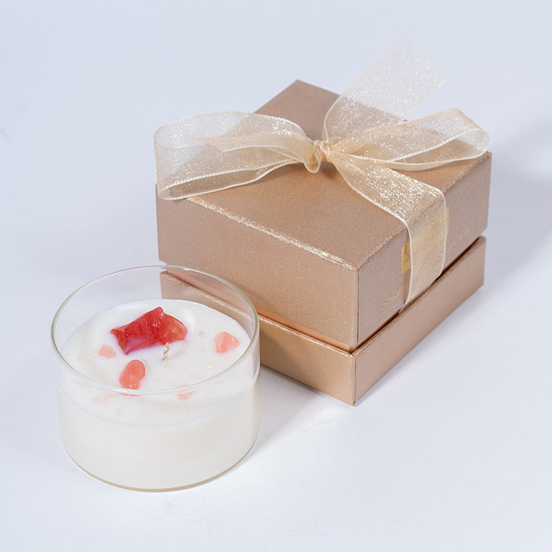 Bougie d'aromathérapie créative en cire de soja et pierre de cristal naturel