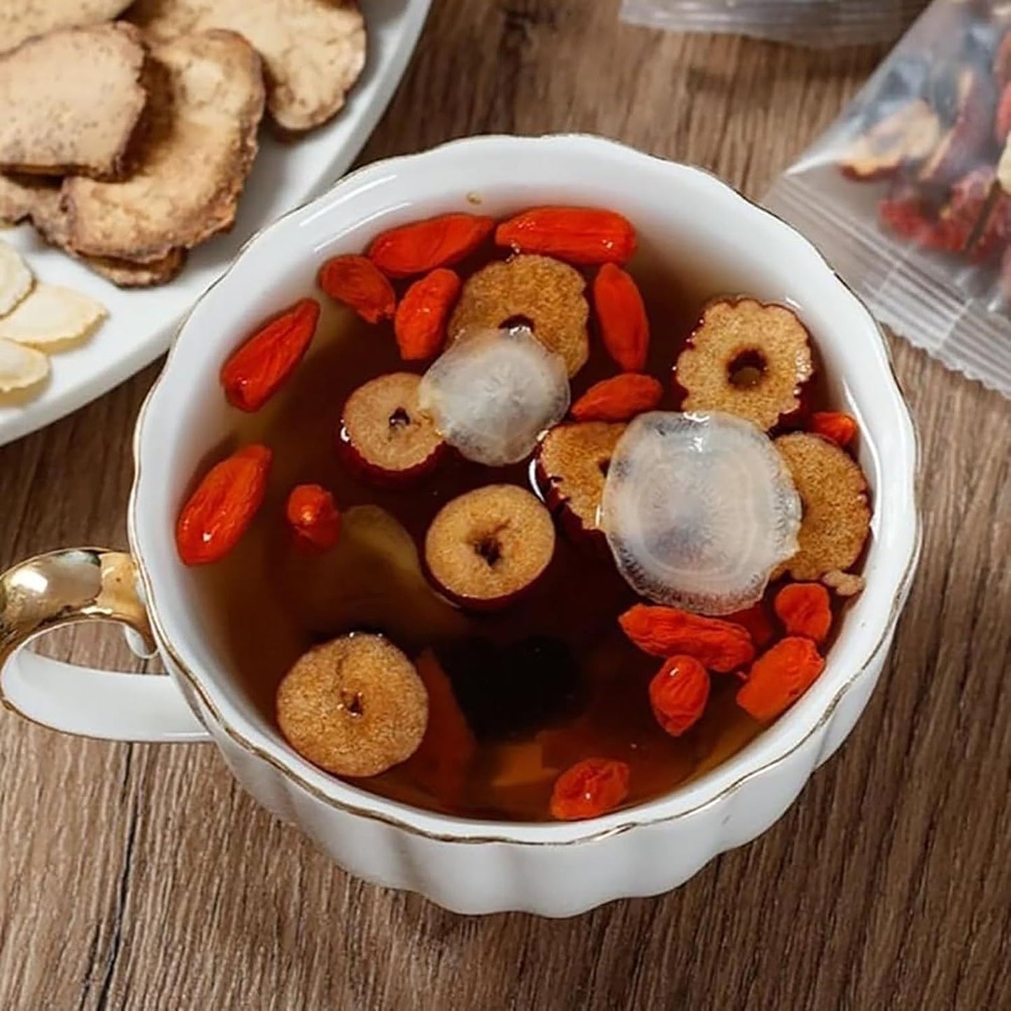 Thé aux Sept Trésors de Ginseng, tisane traditionnelle chinoise, thé détoxifiant naturel et biologique pour les reins, pour femmes et hommes, formule aux 7 ingrédients précieux - LUXARAH