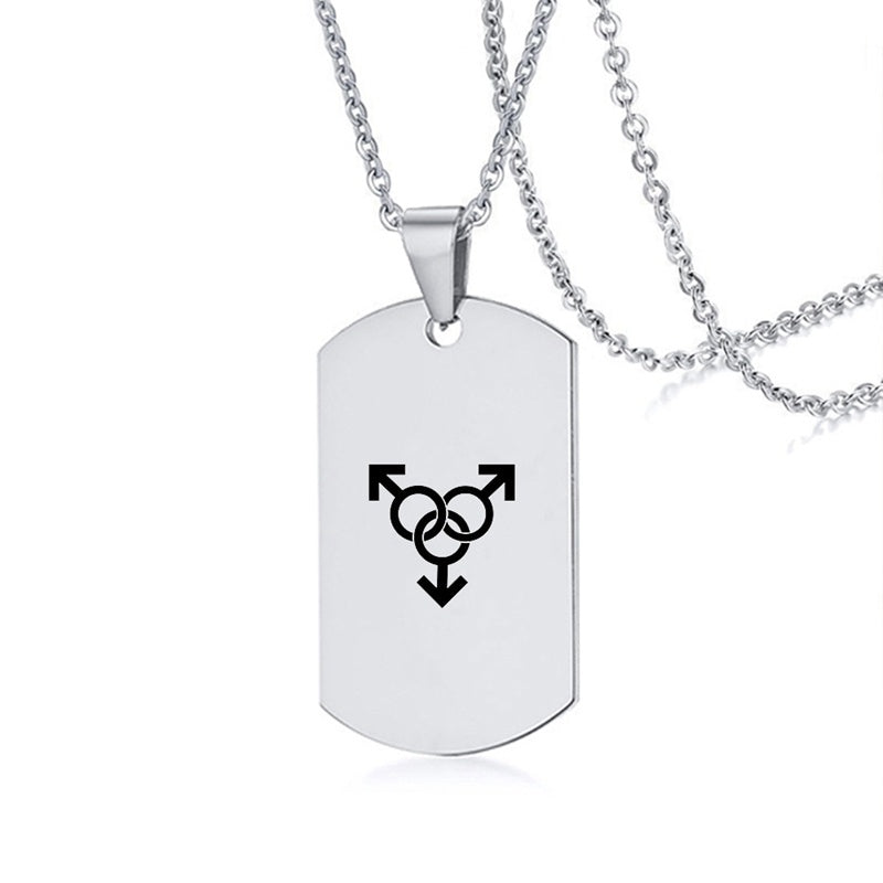 Collier en acier inoxydable avec inscription LGBT, symbole de la fierté gay, lesbienne et transgenre, pour hommes et femmes