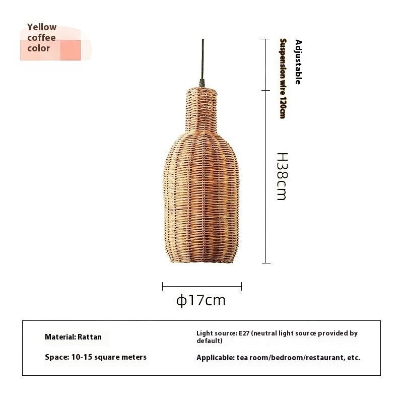 Lustre nordique en rotin de style pastoral pour salon - LUXARAH