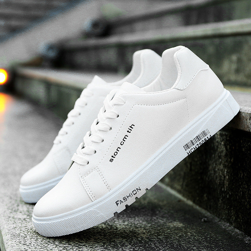 Baskets à lacets pour homme, chaussures de course basses et respirantes, blanches, pour étudiants - LUXARAH