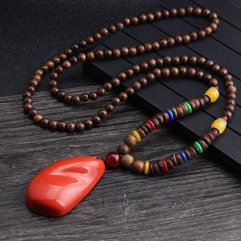Retro Ethnic Wooden Beaded Necklaces for Men and Women