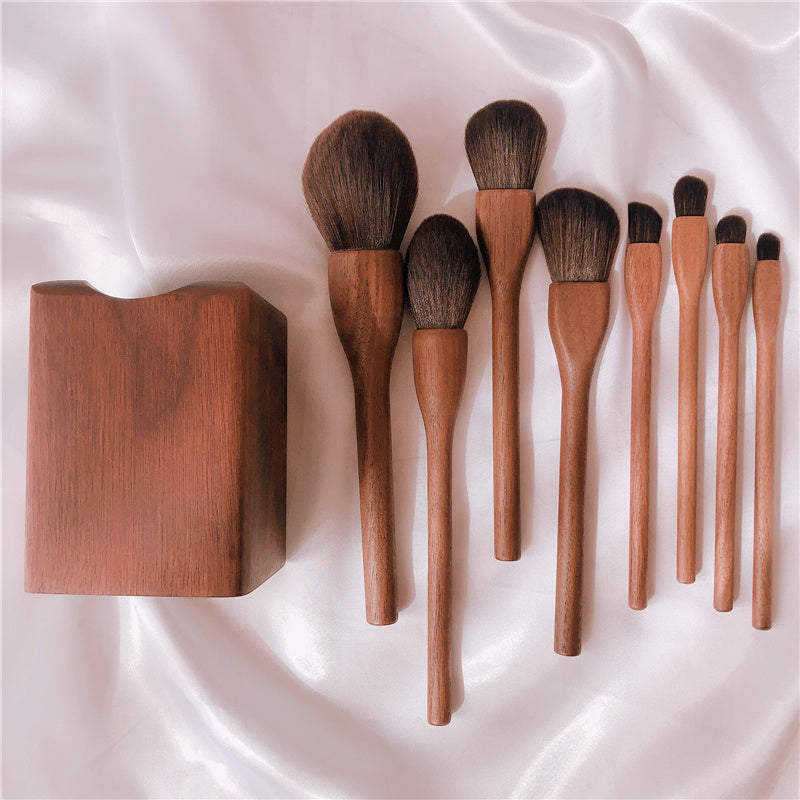 Ensemble de pinceaux de maquillage avec manche en bois, ensemble de pinceaux pour blush, yeux, eye-liner, poudre, fond de teint - LUXARAH