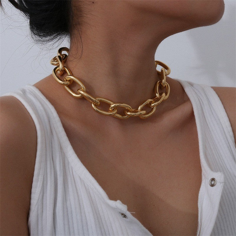 Gargantilla de eslabones cubanos de oro bohemio, cadena, joyería de moda para mujeres y niñas