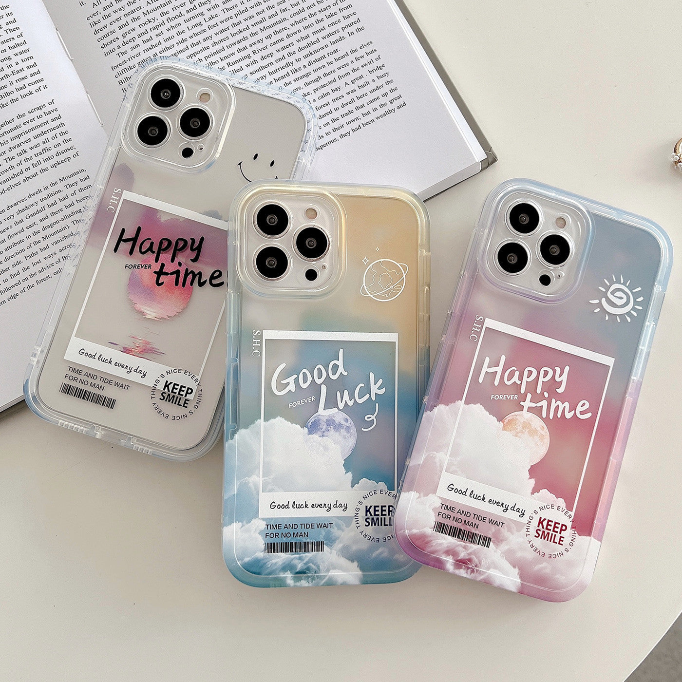 Coque de téléphone portable transparente dégradée avec lettres « Cloud » pour 13, 12, 11 Pro Max