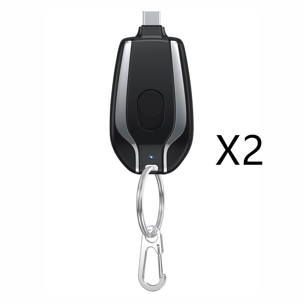 Mini chargeur d'urgence 1500 mAh avec porte-clés et batterie de secours ultra-compacte de type C, charge rapide