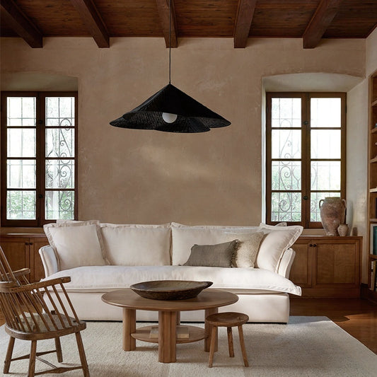 Plafonnier en rotin tressé de style silencieux B & B Tea Room Zen - LUXARAH