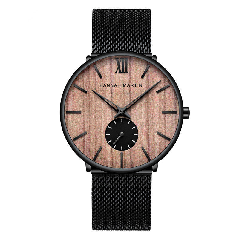 Montre en bois pour homme en bambou et bois d'ébène