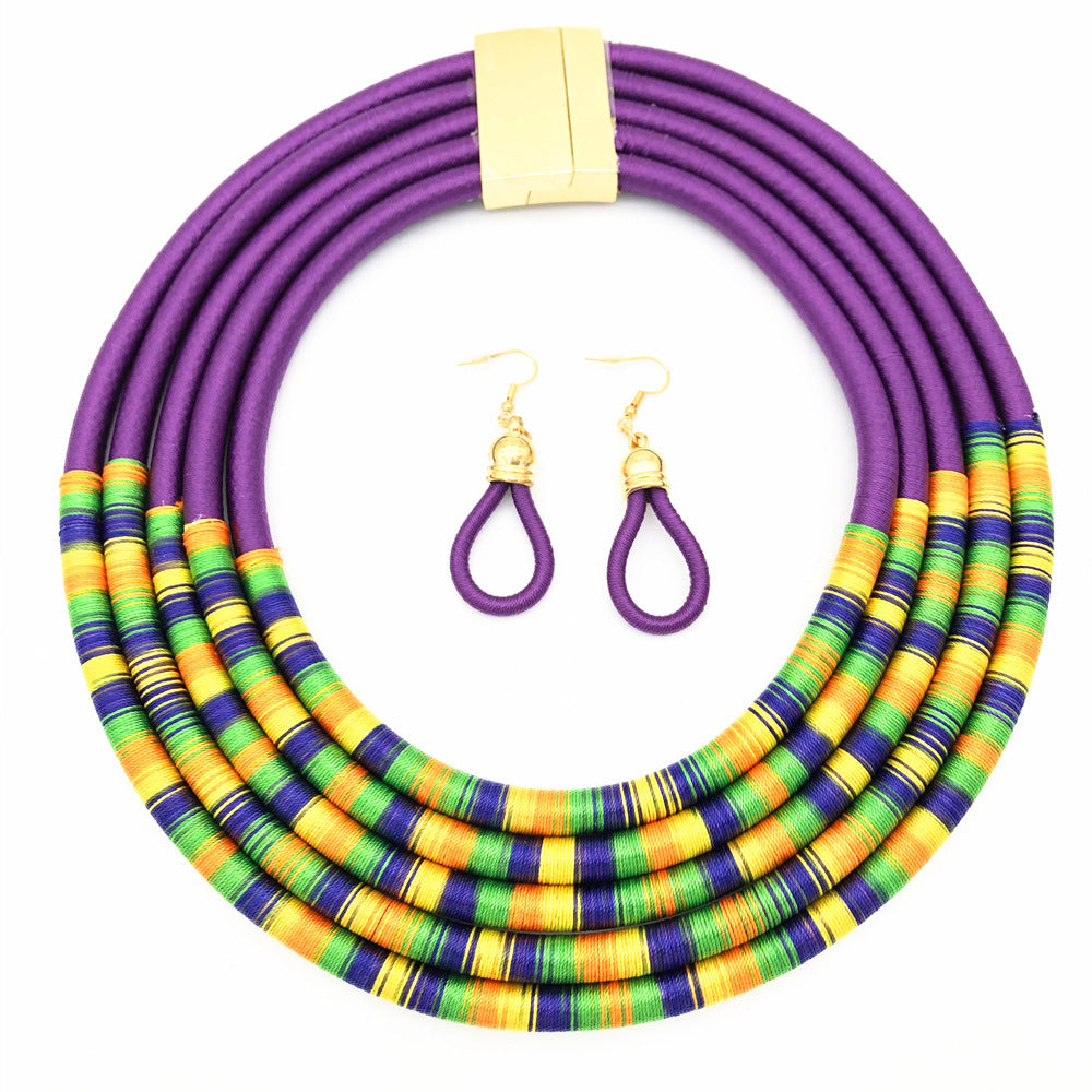 Ensembles de bijoux africains multicouches, colliers ras du cou, boucles d'oreilles