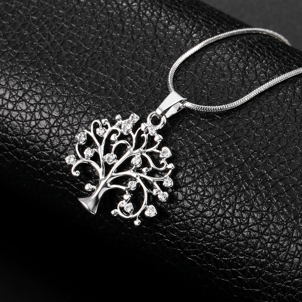 Collier avec pendentif arbre de vie, grand format, en zircone cubique, multicouches, chaîne longue, bijoux à offrir