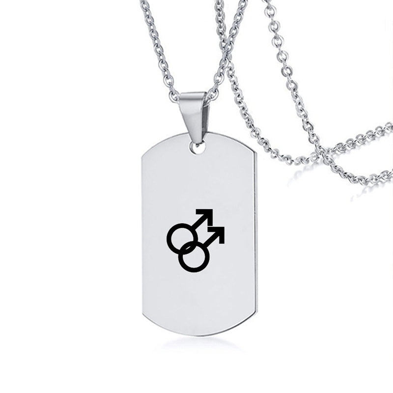 Collier en acier inoxydable avec inscription LGBT, symbole de la fierté gay, lesbienne et transgenre, pour hommes et femmes