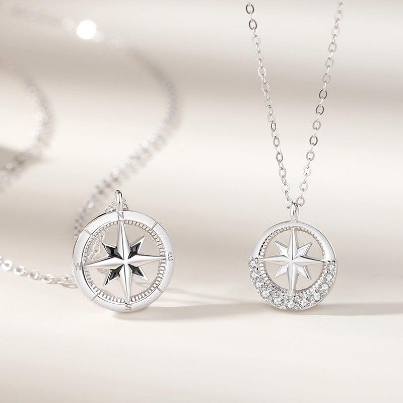 Paire de colliers Mansing, Star Compass, Couple en argent sterling