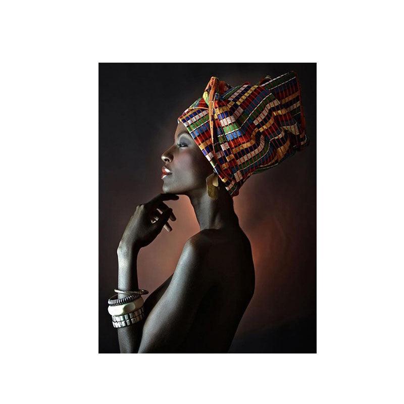 Peinture art déco représentant une femme africaine