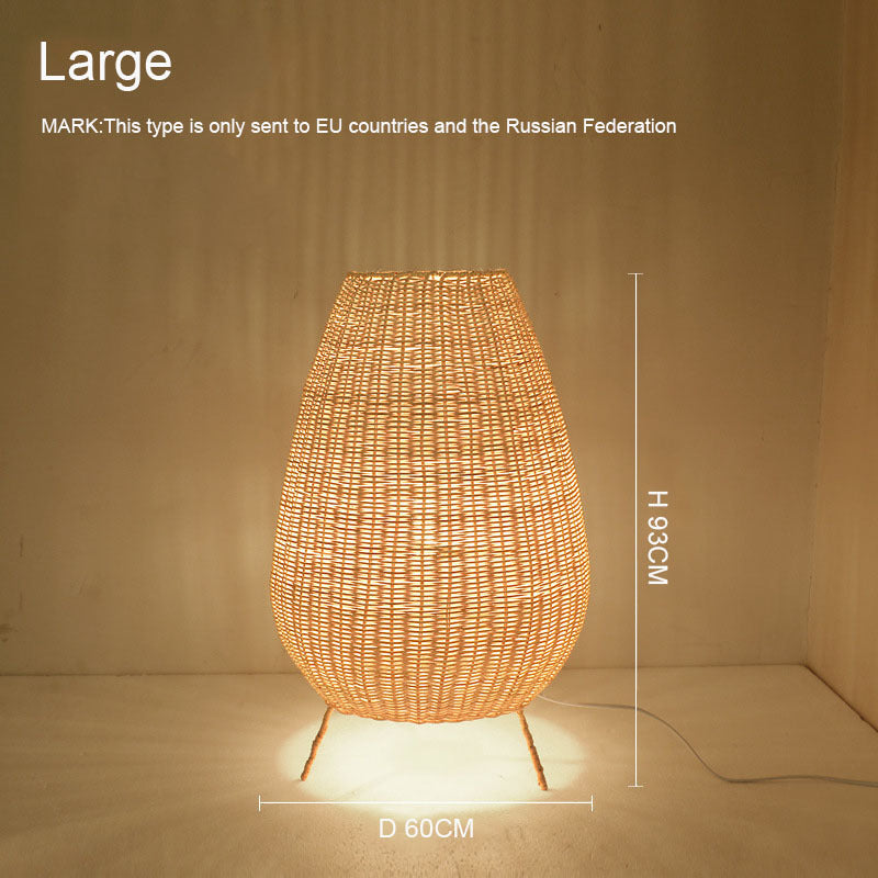 Lampadaire de style japonais en rotin pour salon et chambre à coucher - LUXARAH