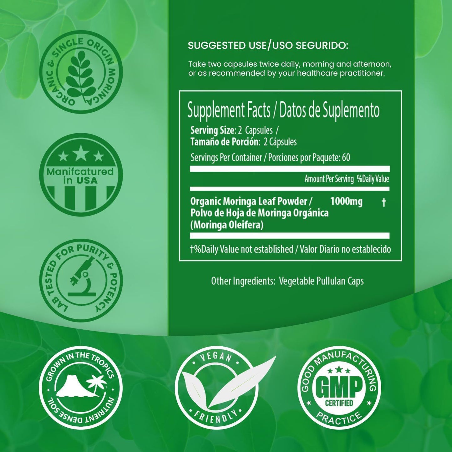 Capsules de Moringa, 120 capsules de raifort - LUXARAH