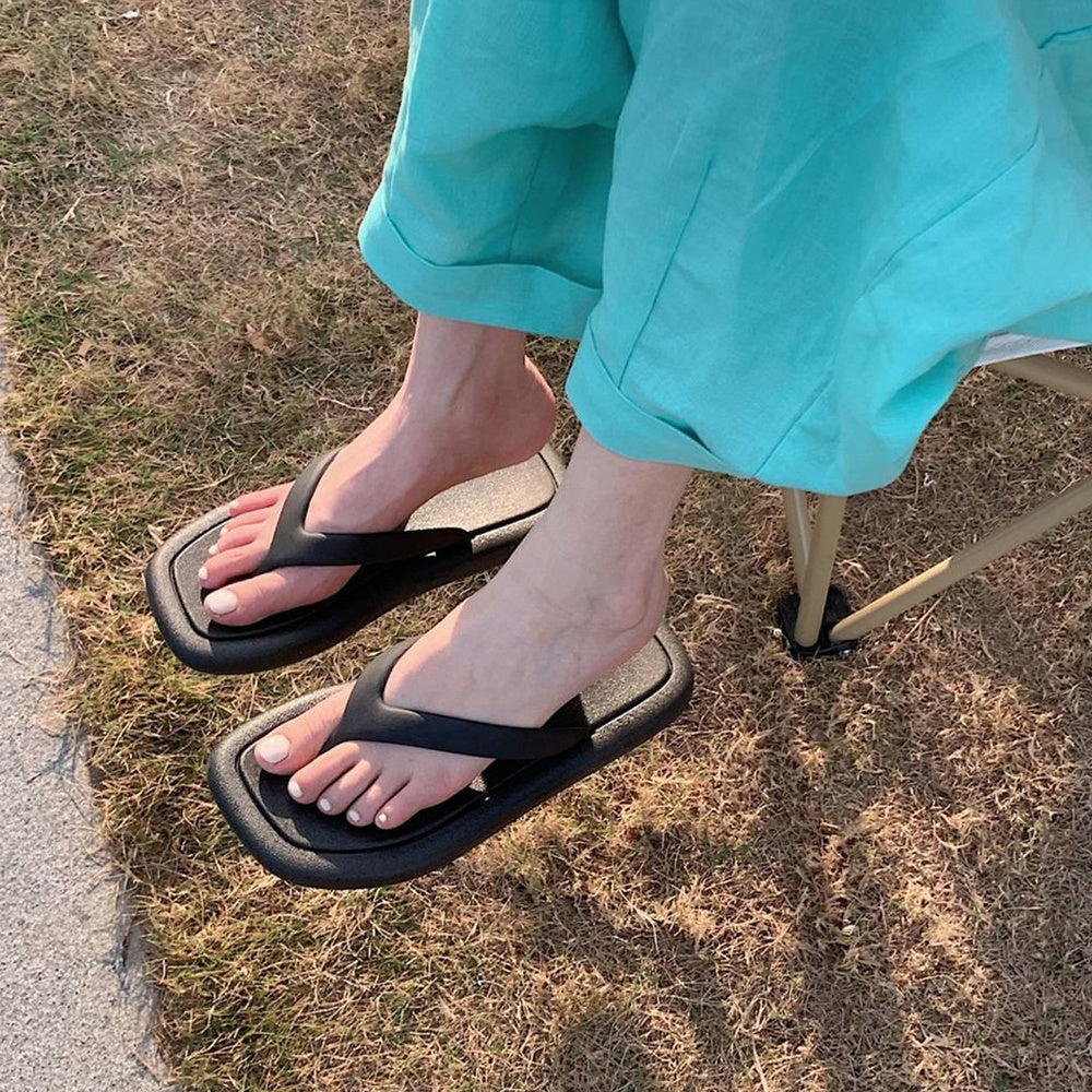 Tongs tendance de couleur unie pour femmes, tongs à semelle souple