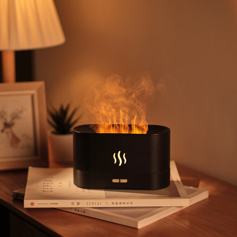 Diffuseur d'huiles essentielles et de parfums USB 180 ml, simulation de flamme, humidificateur d'air ultrasonique pour la maison et le bureau
