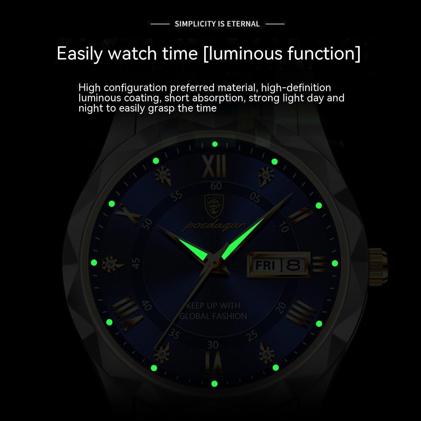 Montre à quartz lumineuse étanche pour homme avec double calendrier - LUXARAH