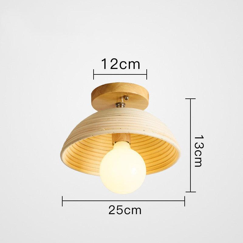 Lampe de couloir d'allée, nouveau plafonnier d'art chinois en rotin et bois de bambou pour porche - LUXARAH