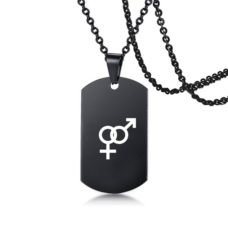 Collier en acier inoxydable avec inscription LGBT, symbole de la fierté gay, lesbienne et transgenre, pour hommes et femmes