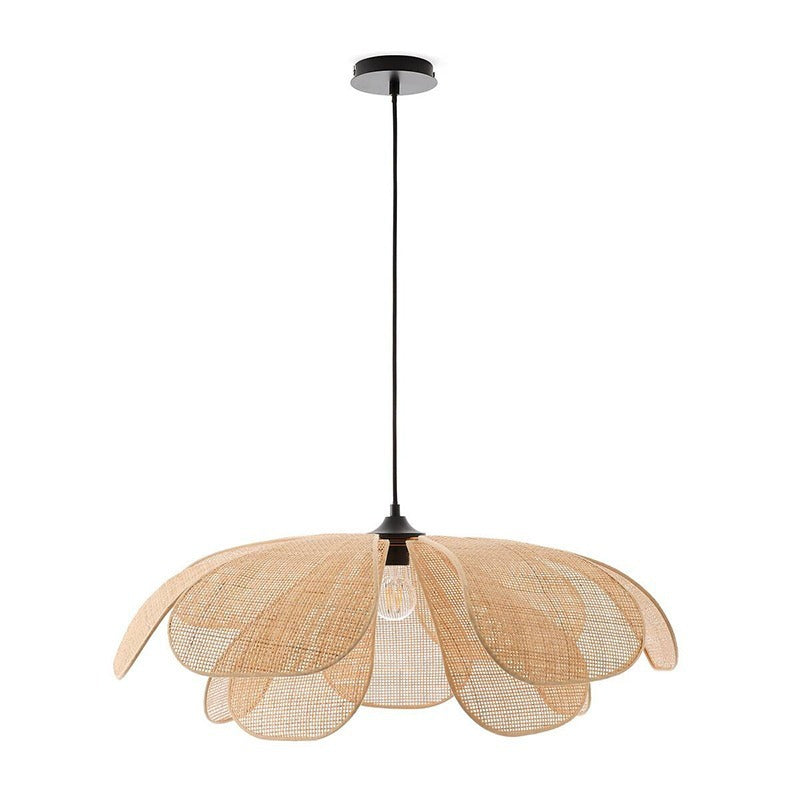 Lustre créatif fait main en pétales de rotin - LUXARAH