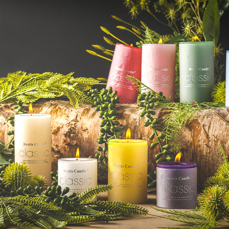 Bougie d'aromathérapie cylindrique colorée, bougie parfumée brillante, bougies sans fumée