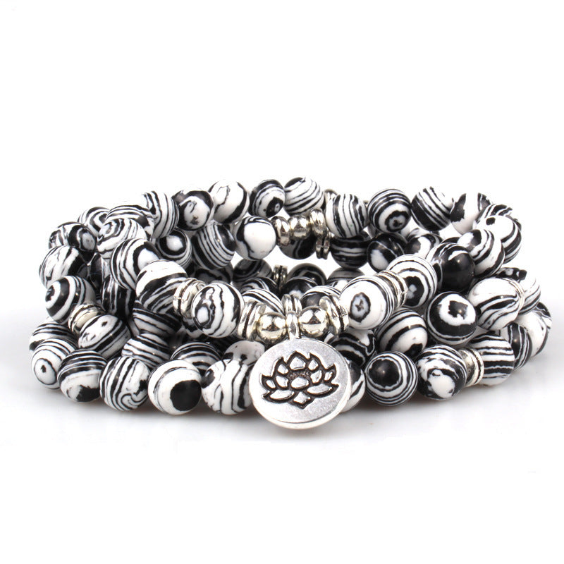 Pallisandro Classico naturel avec 108 perles à pendentif Lotus - LUXARAH