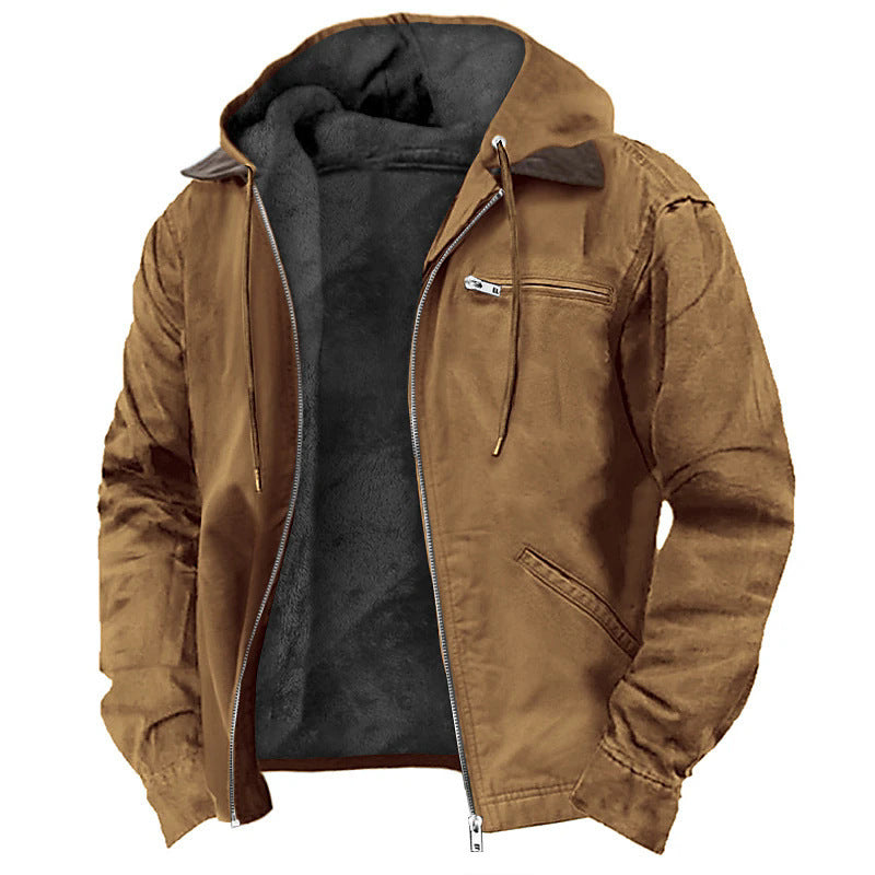 Manteau d'hiver à capuche avec poches, veste polaire chaude zippée, vêtements d'extérieur décontractés pour hommes