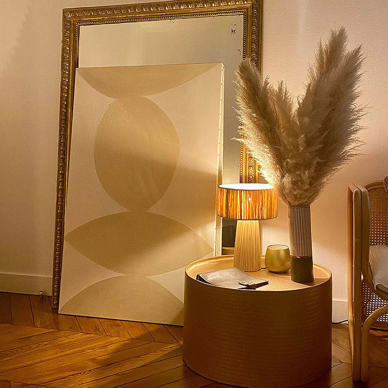 Lampe de chevet rétro en rotin tissé à la main pour chambre à coucher - LUXARAH