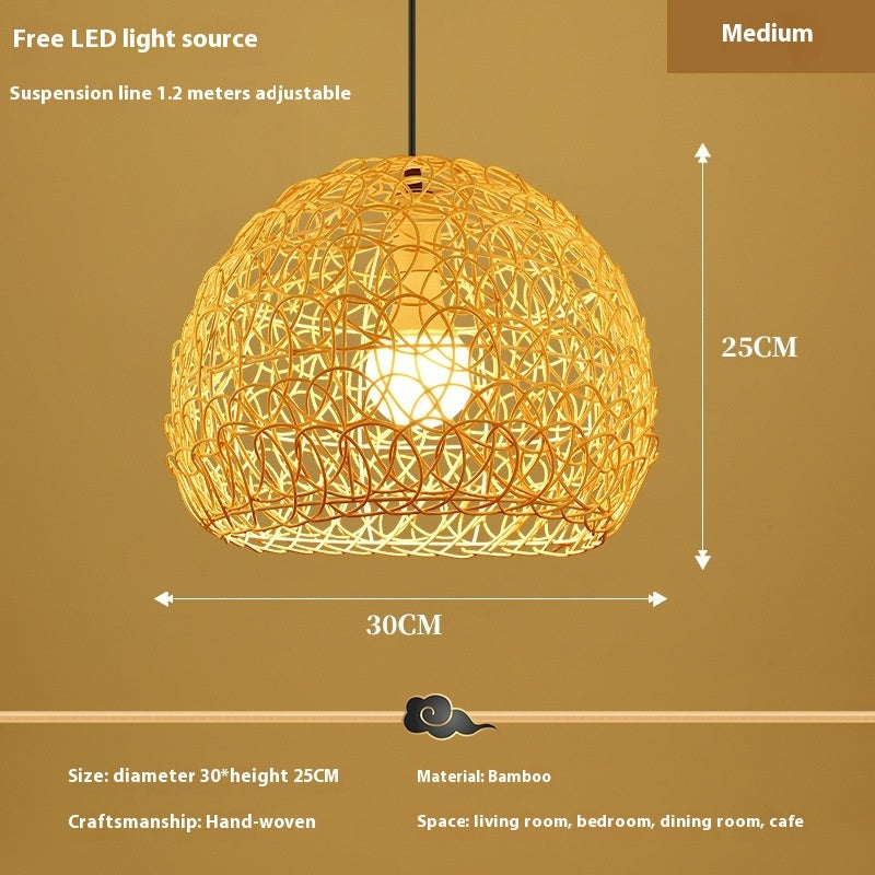 Lustre en chapeau de paille en rotin d'Asie du Sud-Est créatif - LUXARAH
