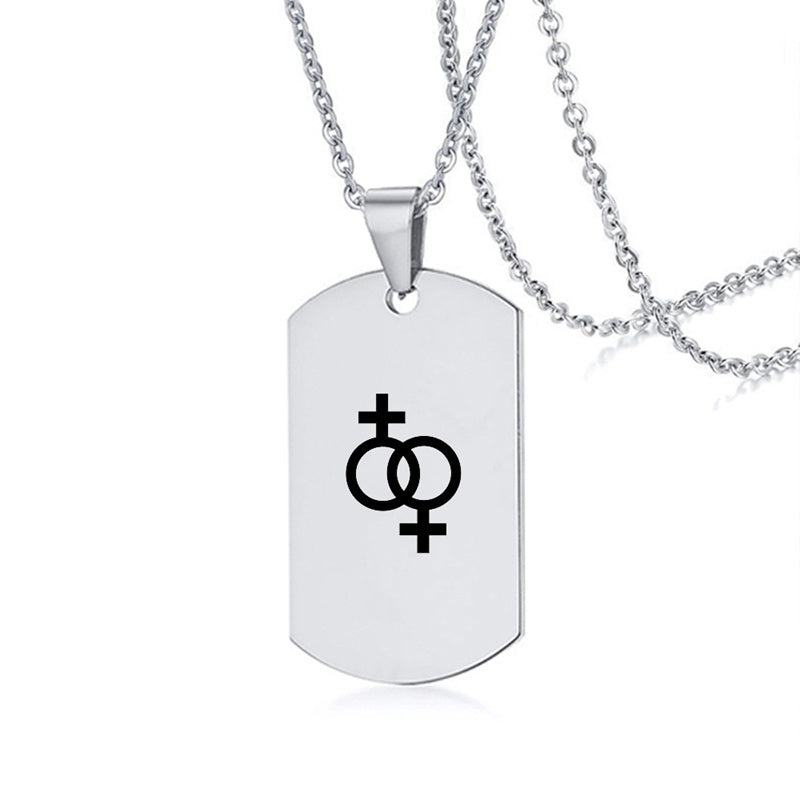 Collier en acier inoxydable avec inscription LGBT, symbole de la fierté gay, lesbienne et transgenre, pour hommes et femmes