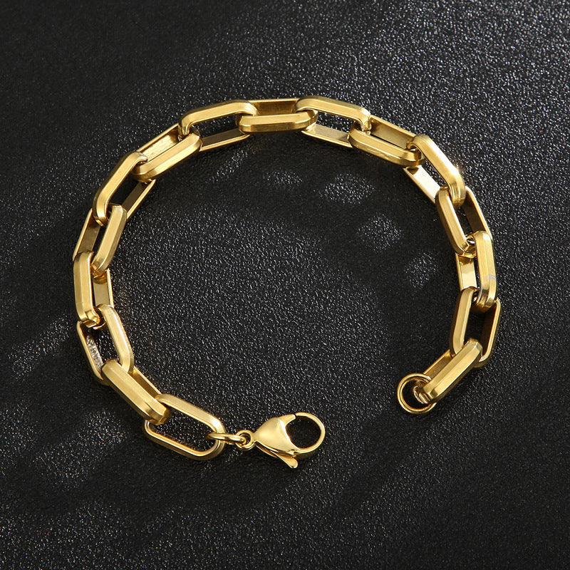 Bracelet en acier titane pour homme, design de niche, style hip-hop, géométrique