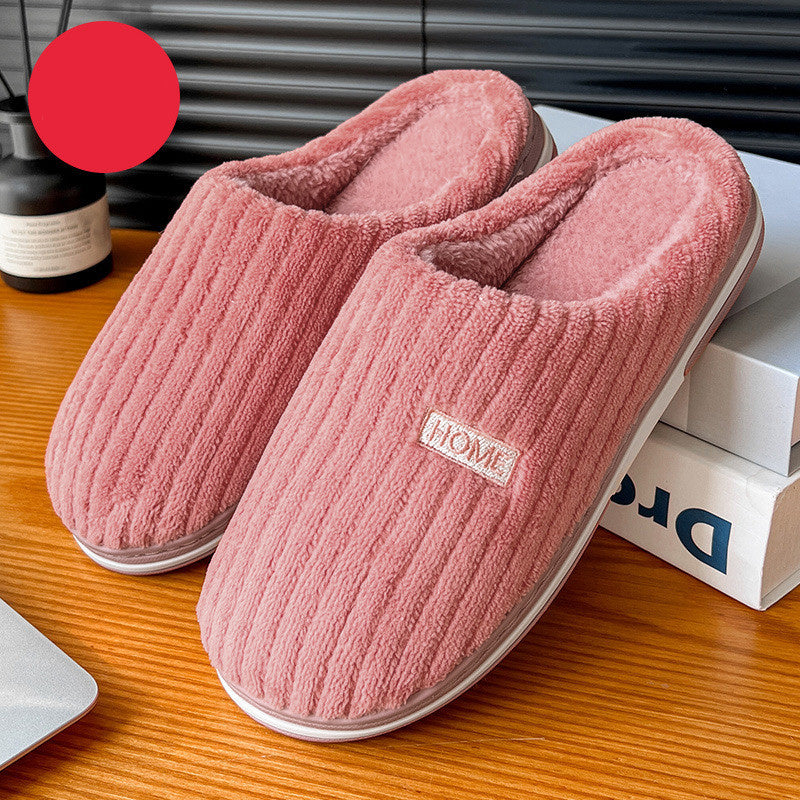 Chaussons d'hiver en coton, couleur unie, simples, antidérapants, chauds et en peluche, pour la maison, pour l'intérieur, pour couple et femmes - LUXARAH