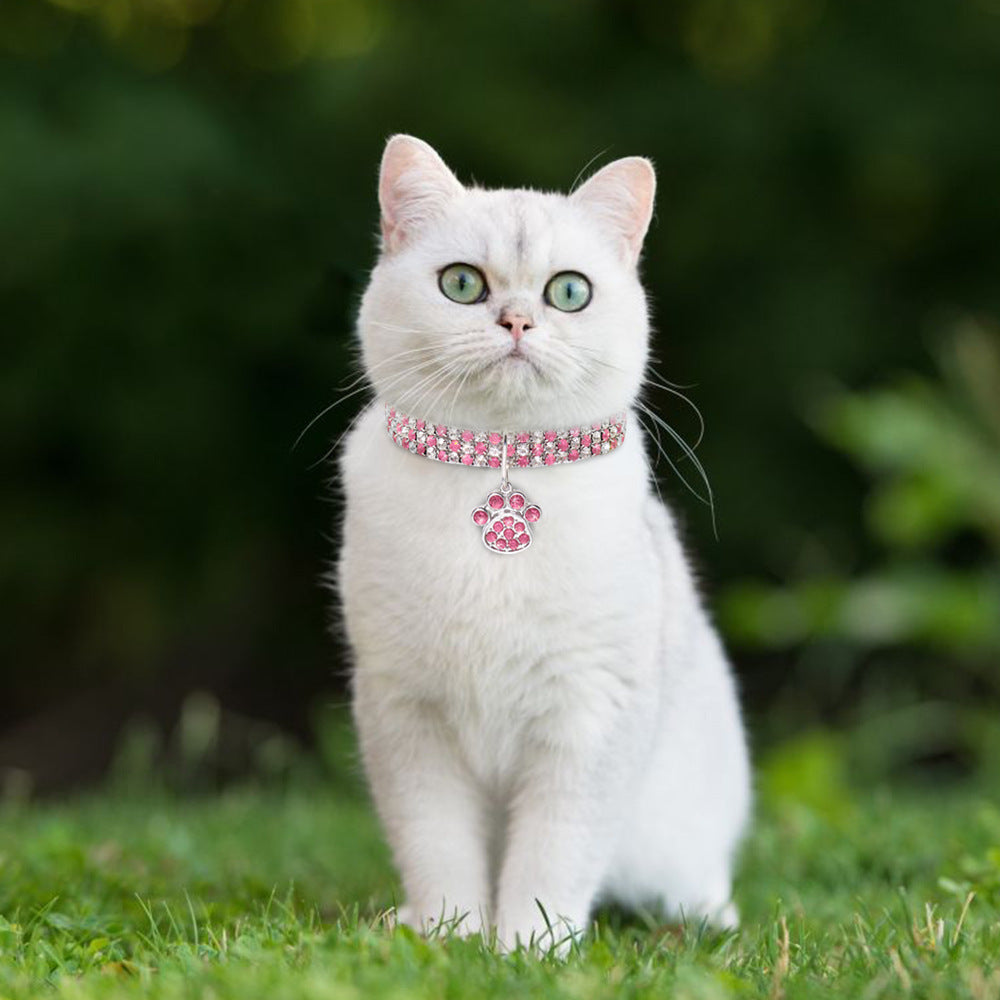 Collier pour animal de compagnie avec diamants, accessoires pour chats et chiens de couleurs variées, griffes de chat, collier élastique pour chat et chien - LUXARAH