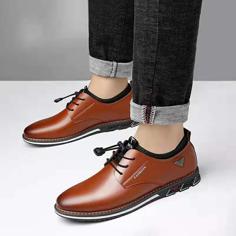 Chaussures en cuir à bout rond, chaussures tendance, chaussures confortables pour hommes - LUXARAH