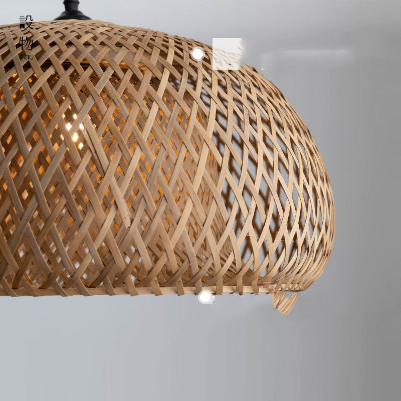 Lustre en rotin et bambou, chambre design chez l'habitant zen - LUXARAH