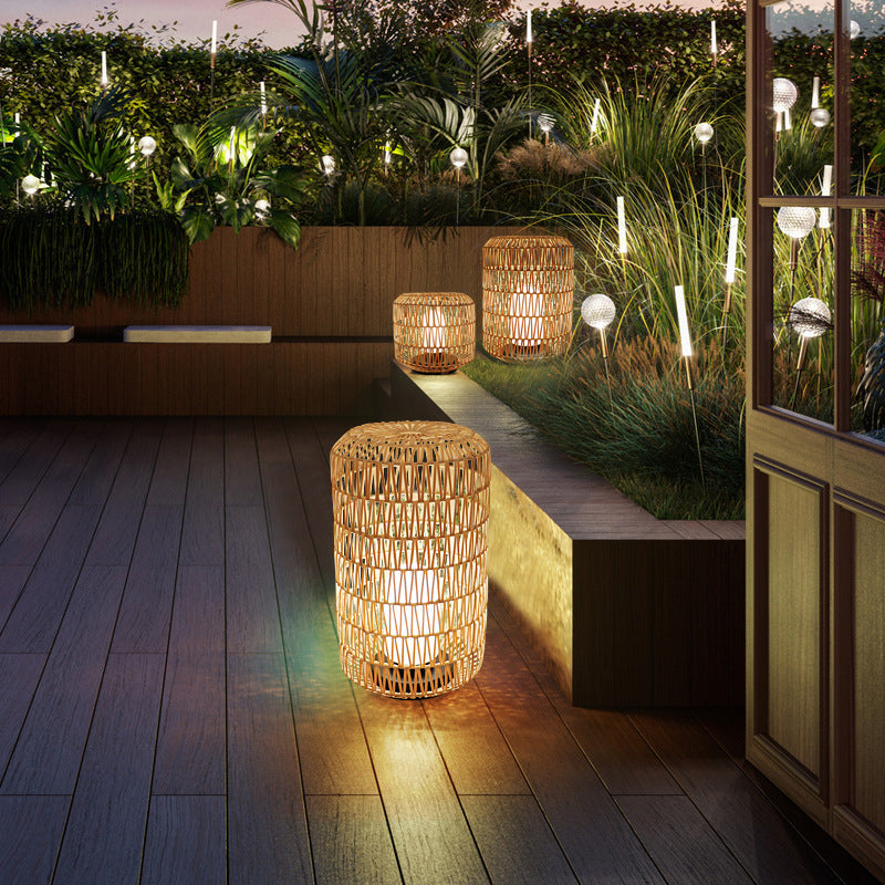 Lampadaire imperméable en rotin pour balcon et jardin de Villa - LUXARAH