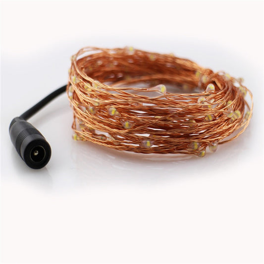 Guirlande lumineuse en rotin avec fil de cuivre plaqué argent DC12 V - LUXARAH