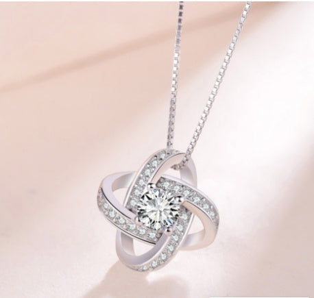 Collier en argent sterling 925 pour femme, pendentif cœur éternel, mosaïque de zircons, cadeau