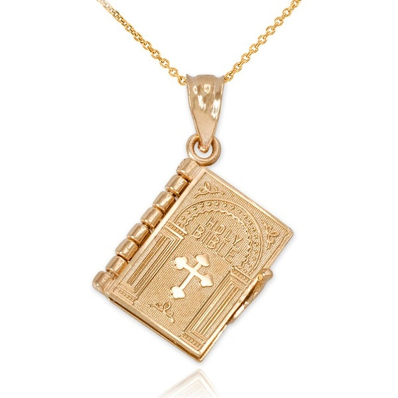 Religious necklace with Holy Bible book pendant, Christian jewelry, Judaism, Catholicism, Orthodox