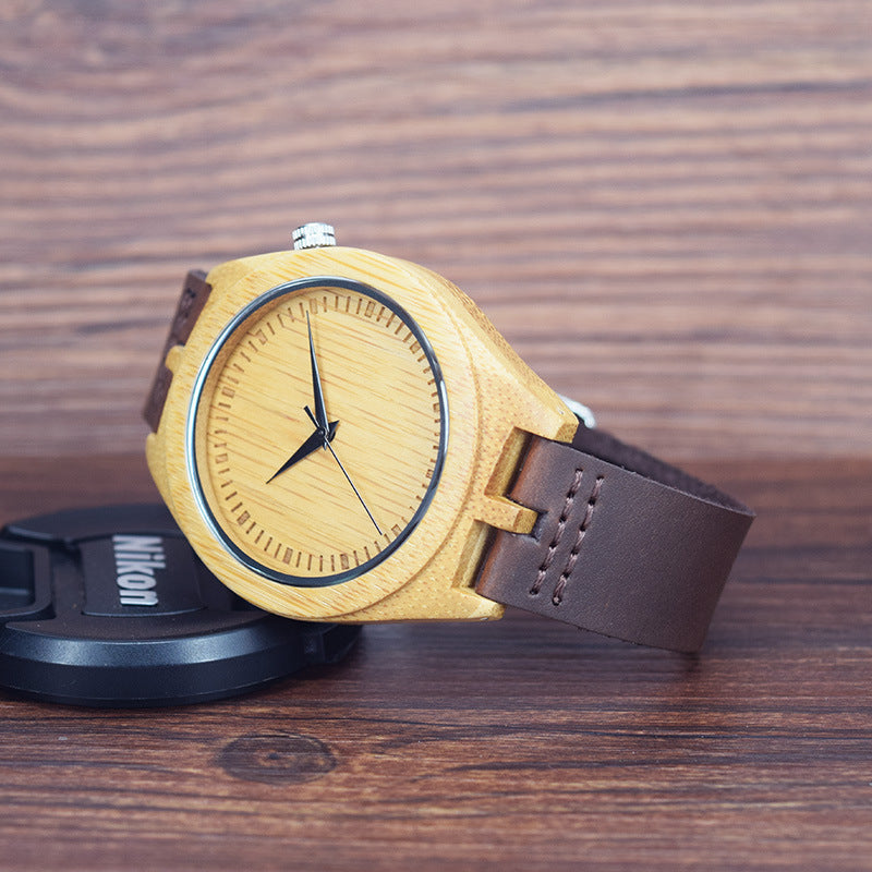 Montre à quartz importée pour homme, montre en bois de bambou