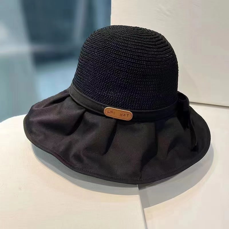Chapeau de pêcheur en paille à large bord, protection solaire anti-UV et protection du visage, idéal pour l'extérieur